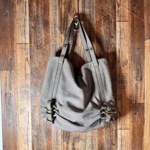 KOOBA Grey Snake Embossed Leather Hobo‎ Bag Shoulder Bag Purse